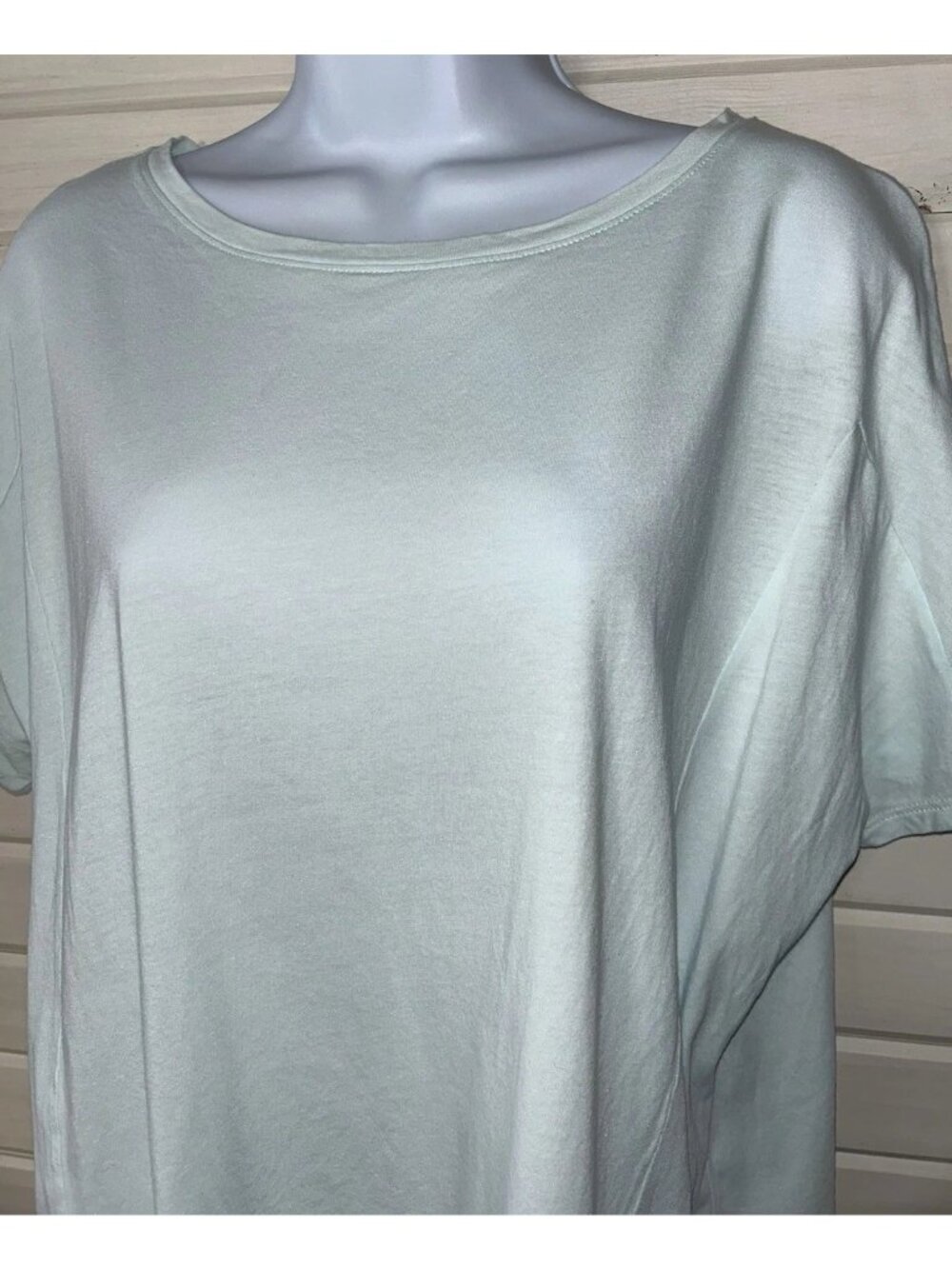 J Jill PureJill Sz LARGE Mint Green Seamed Easy Tee Cotton Modal EUC